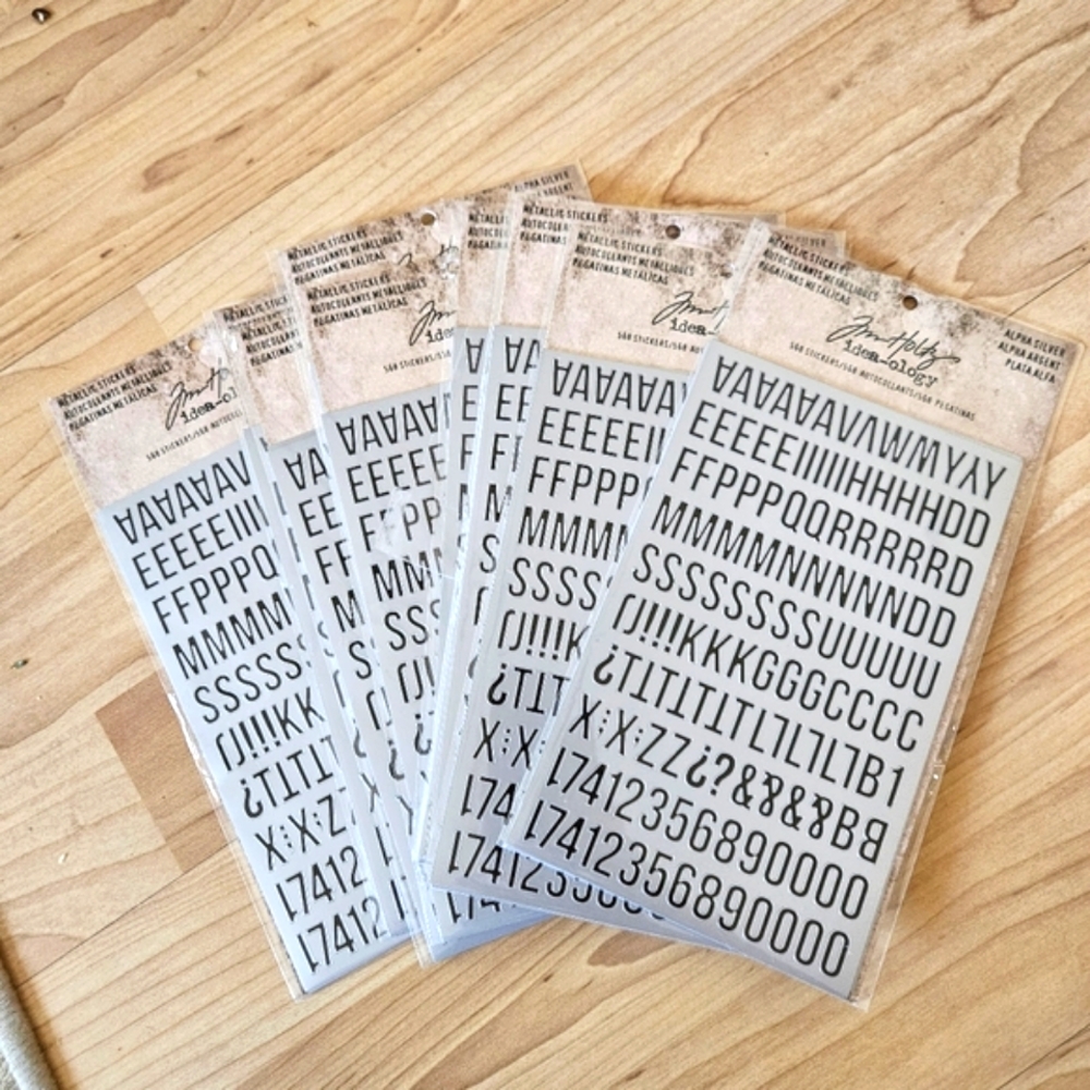 Tim Holtz® Idea-ology Paperie - Metallic Stickers - Alpha Silver- TH93561. 11 pk